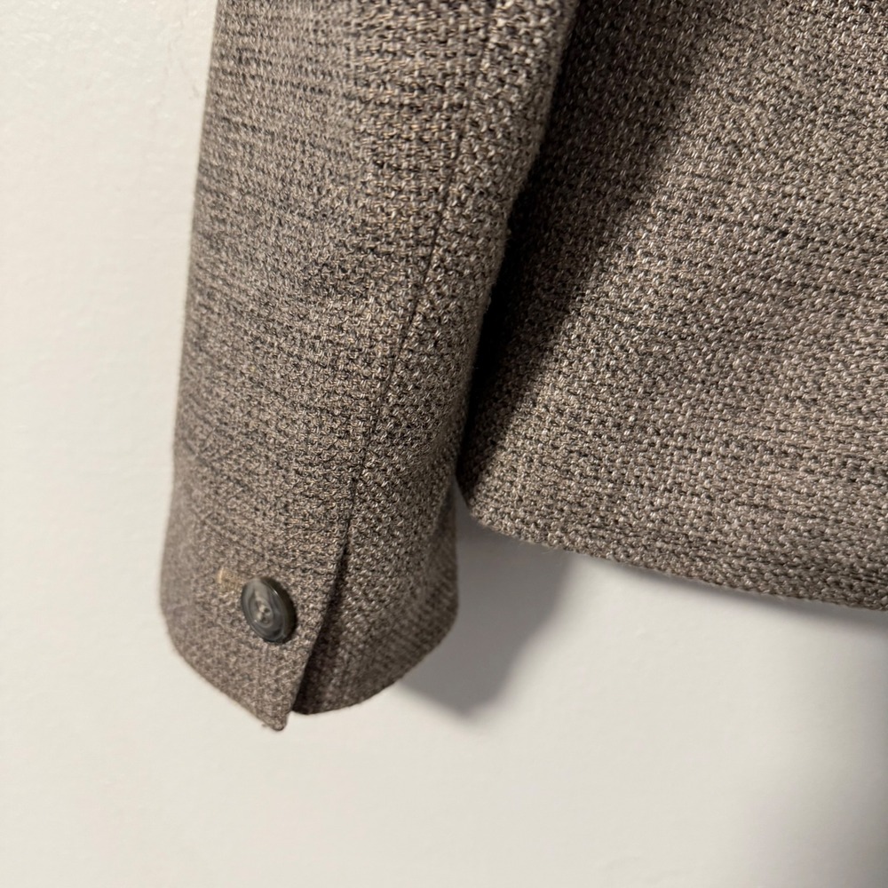 Talbots Womens Blazer Jacket 12P Taupe Gray Brown Tweed Single Button Wool Blend - Picture 6 of 10
